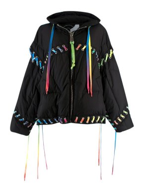 Khrisjoy Rainbow Lace-up Hooded Puffer Jacket