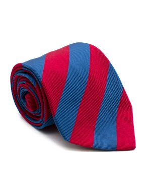 Asprey Blue Red Striped Silk Tie
