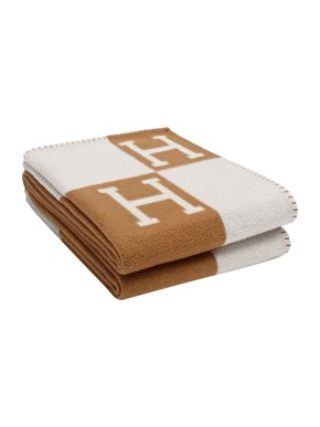 Hermes Brown and Ecru Avalon III Throw Blanket