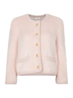Celine Pink Brushed Mohair Cardigan Jacket