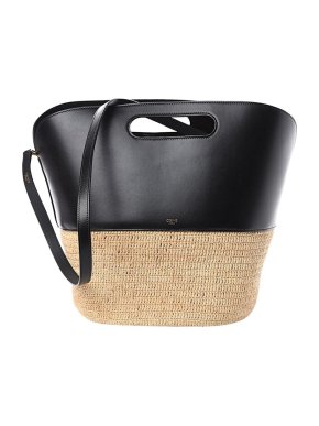 Celine Raffia Calfskin Basket Bag