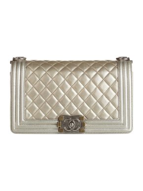 Chanel Metallic Calfskin Quilted Medium Boy