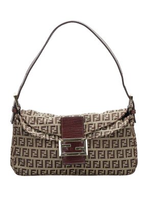 Fendi Zucchino Double Flap Baguette Bag