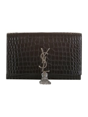 Saint Laurent Crocodile Embossed Kate Tassel Medium Chain Bag