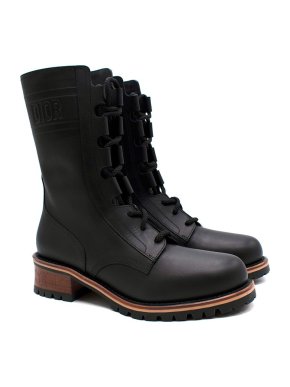 Dior Black Leather Quest Lace-Up Boots