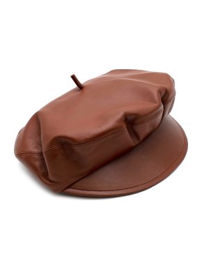 Dior Brown Lambskin Baker Boy Cap - Size 57