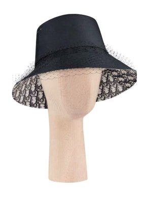 Dior Teddy-d Large Brim Bucket Hat with Veil - Size 57