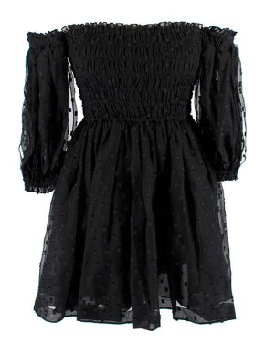 Dior Tulle Dotted Off-shoulder Mini Dress