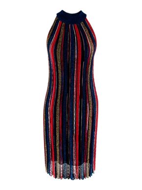 Missoni Striped-knit halterneck mini dress