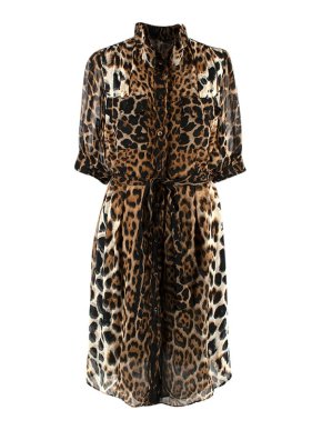 Saint Laurent Leopard Print Midi Dress