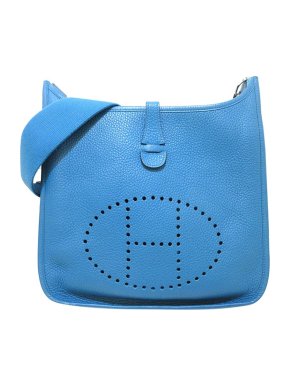 Hermes Blue Zanzibar Togo Leather Evelyne III GM
