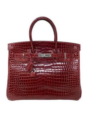 Hermes Rouge H Shiny Porosus Crocodile Birkin 35 PHW