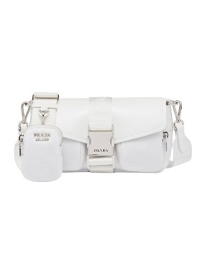 Prada white Pocket nylon and brushed leather bag