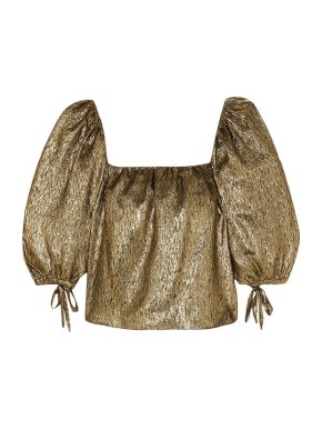 Saint Laurent metallic silk-blend jacquard top