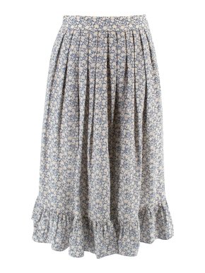 Celine Blue Floral Print Pleated Midi Skirt