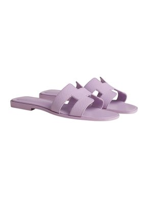 Hermes Sold Out Violet Améthyste Epsom Leather Oran Sandals