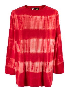 Loewe Distressed Tie-dyed Cotton Long-sleeved T-shirt In Red