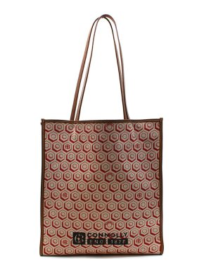 Connolly Red Printed Canvas Leather Trim Shopper