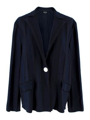 Giorgio Armani Blue Knitted Striped Button Up Cardigan
