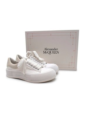 Alexander McQueen White Deck Lace Plimsoll Trainers