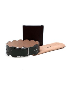 Alaia Studded Wide Leather Waist Belt - Size 65