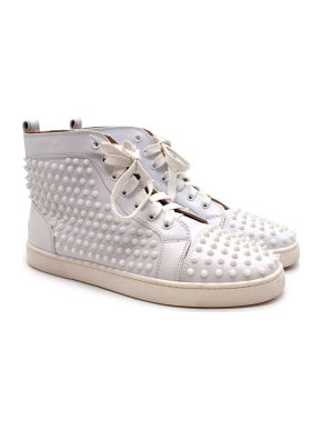 Christian Louboutin White Louis Spiked High Top Trainers