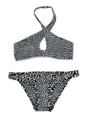 Zimmermann Black and White Patterned Halterneck Bikini