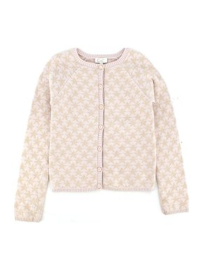 Pink Glitter Star Jacquard Cardigan
