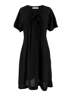 Marni Black Ruched Bow Detail Midi Dress