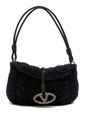 Valentino Garavani Cashmere Cable Knit Shoulder Bag