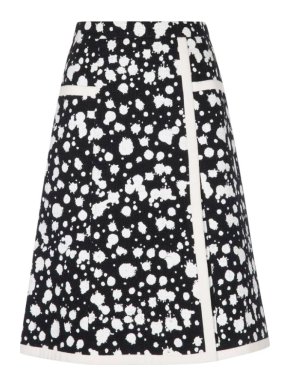 Chanel Runway Black with White Splatter A Line Skirt