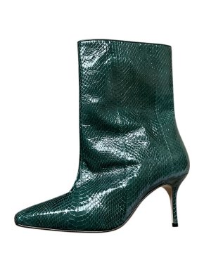 Manolo Blahnik Snake Embossed Square Toe Boots