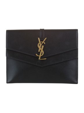Saint Laurent Smooth Calfskin Monogram Sulpice Clutch