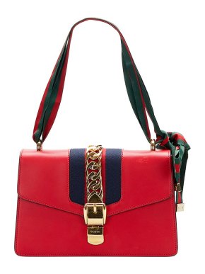 Gucci Red Leather Small Sylvie Shoulder Bag