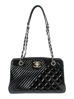 Chanel Patent Leather Coco Boy Tote Bag
