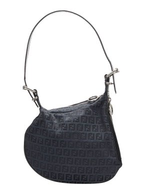 Fendi Zucchino Canvas Oyster Shoulder Bag