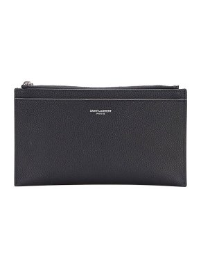 Saint Laurent Grained Leather Zip Clutch Bag