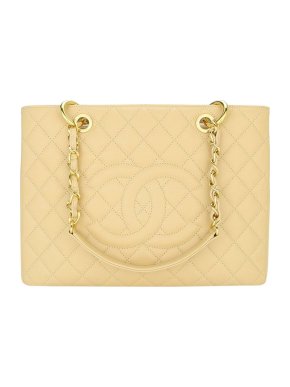 Chanel Caviar Quilted Beige Grand Shopping Tote