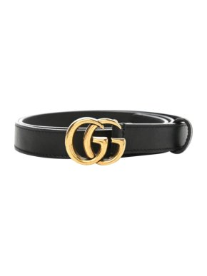 Gucci GG Marmont Buckle Black Leather Belt