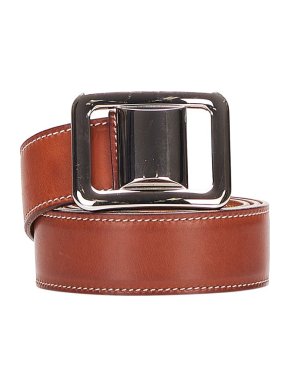 Hermes Silver Buckle Vintage Brown Leather Belt