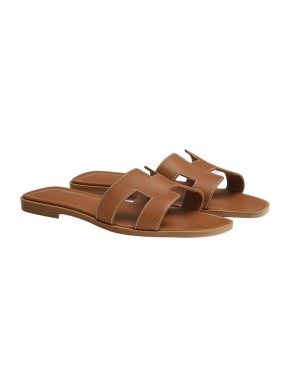 Hermes Gold Box Calfskin Oran Slides