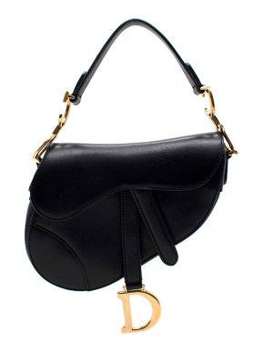 Dior Black Smooth Calfskin Leather Mini Saddle Bag