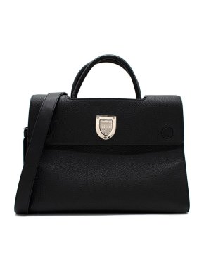 Black Grained Leather Medium Diorever Bag