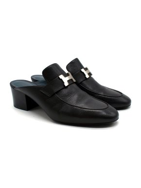 Hermes Goatskin Black Paradis Mules