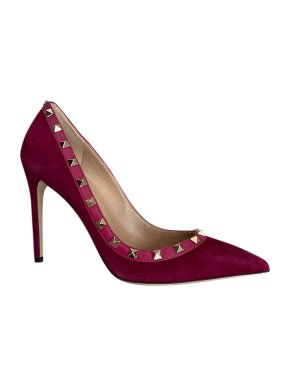 Valentino Garavani Rockstud Red Suede Court Shoes