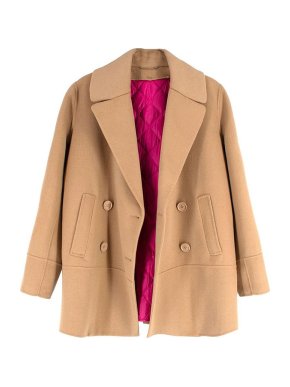 MaxMara Camel Wool Double Breasted Coat