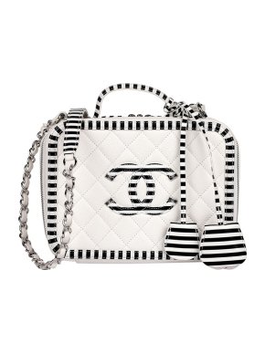 Chanel Caviar Quilted White Medium Filigree Vanity Case