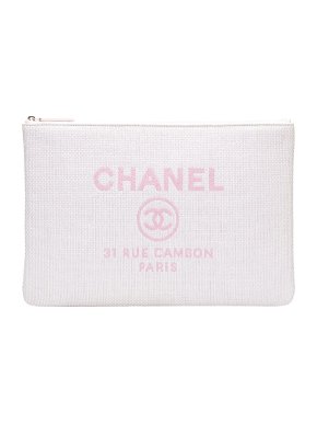 Chanel Large Raffia Deauville Pouch