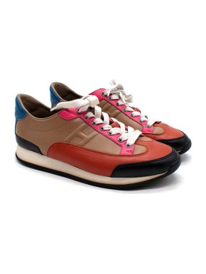 Hermes Tan, Pink and Blue Leather Trail Trainers