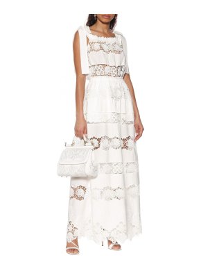 Dolce & Gabbana Sicillian Lace Cotton Poplin Wide Leg Jumpsuit